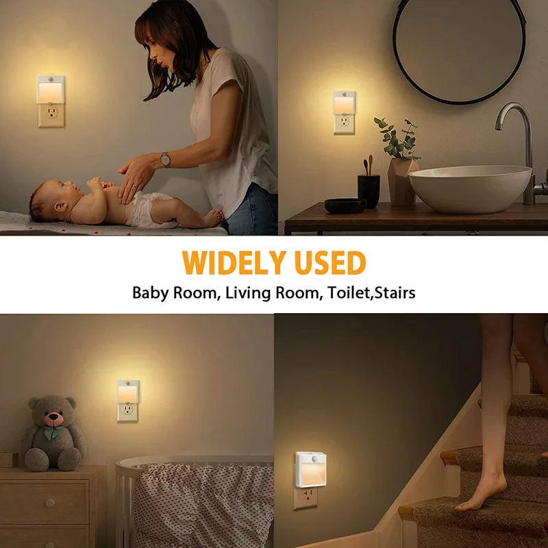 2-Pack EU US UK AU Plug Light LED Night Light PIR Motion Sensor 1W 100-240V Plug Corridor Asile Wall Light Stair Night Light