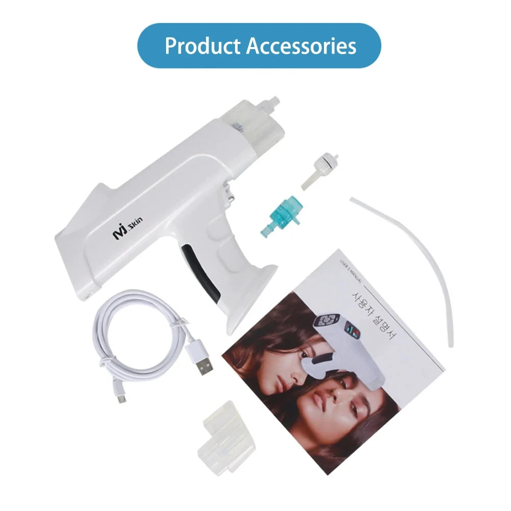 MJ Skin Care Mesotherapy Hyaluronic Injection Electric Gun Hydra Injector Device for Skin Booster Hydration Rejuvenation Wrinkle Removal Whitening Moisture Device UK/EU/AU/US Plug Women Beauty Salon Accessories Skin Care Supp