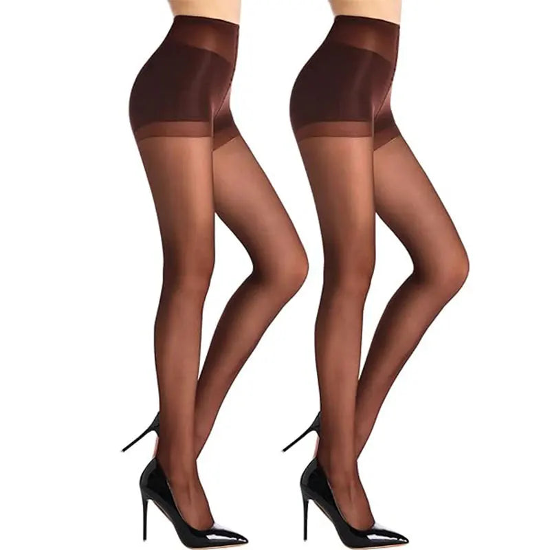 2 Pcs Set Female  High Elasticity Anti Hook Wire Stockings Women Sheer Tights with Control Top 20D Nylon Good Elastic Pantyhose