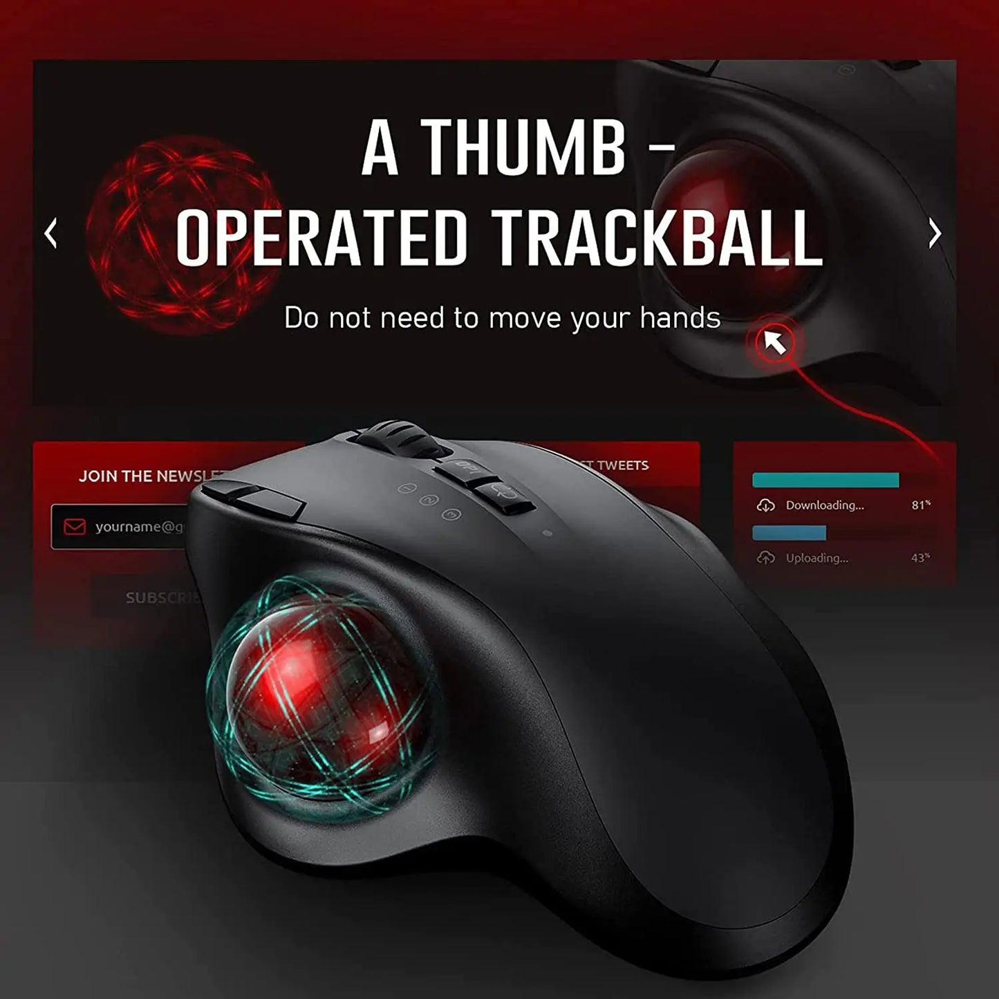 NEW HOT SALE Trackball Wireless Mouse Rechargeable Bluetooth 2.4G USB Gaming Mouse Ergonomic Mice for Computer Android Windows 3 Adjustable DPI PC Video Games Mice Computer Laptops Accessories Devices Supplies Electronics Pro