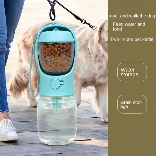 NEW Arrivals 2 in 1 Set 350/550ml Portable Food Grade Material Dog Cat Outdoor Hiking Running Travel Pet Water Cup Bottle With Food Dispenser Water Bottle for Dogs Cats Pets Supplies