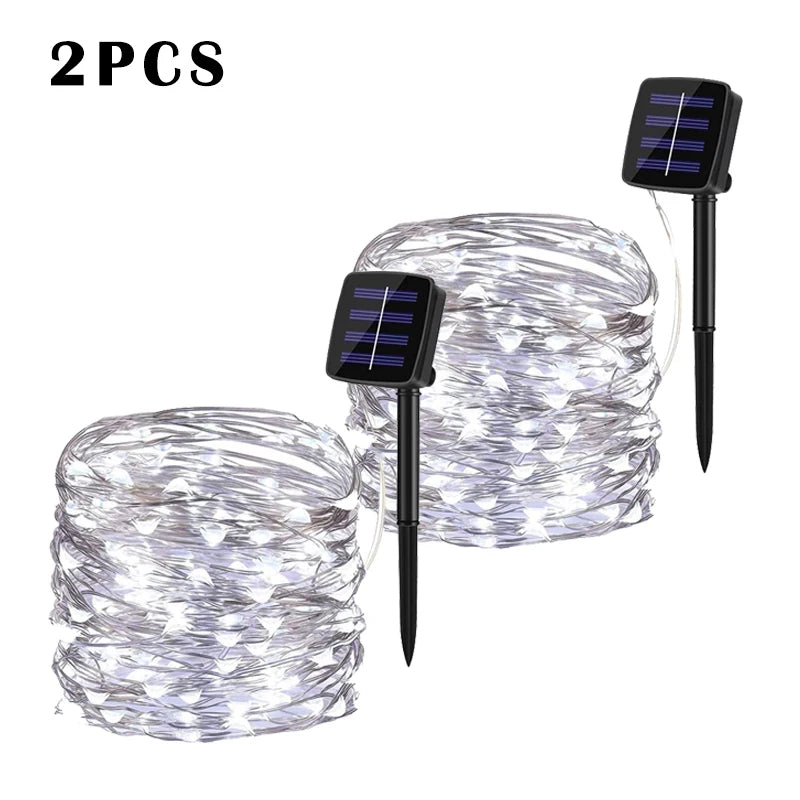 NEW Arrivals LED Solar String Light Outdoor Garden Pathway Courtyard Fairy Lights Led Twinkle Waterproof Lamp Bulbs for Christmas Party Decor 7m/12m/22m/32m/52m/102m Lighting Decoration Supplies