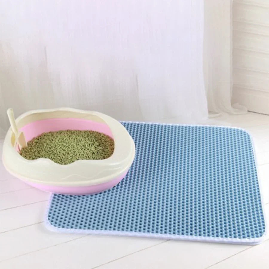 NEW Arrivals S-XL( 60X90CM) 6 Colors Cat Litter Mat Waterproof Urine Proof Kitty Litter Mat Honeycomb Double Layer Litter Box Mat Skidproof Soft EVA Cat Litter Mat Pets Hygiene Supplies