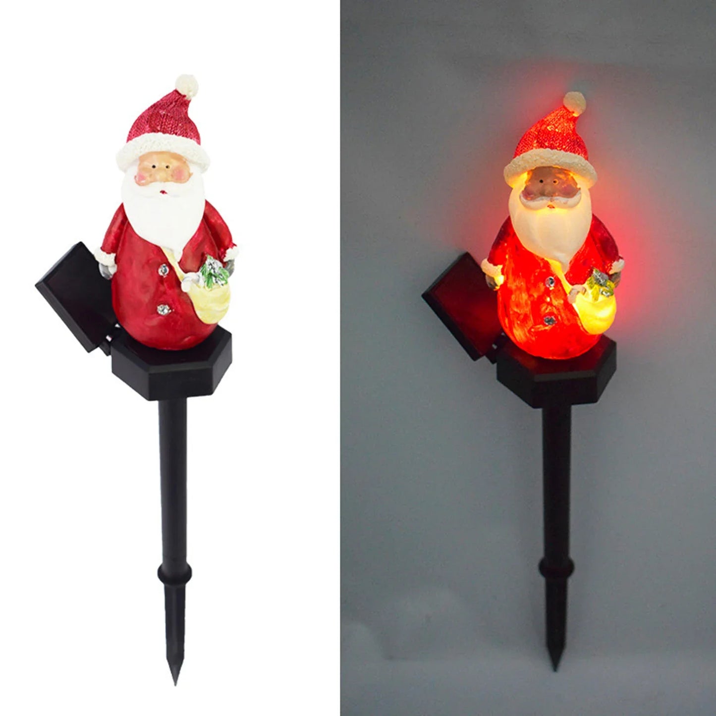 2PCS  Christmas Pathway LED Solar Lights Outdoor Waterproof Lawn Stake Lamp for Garden Decoration Yard Home Holiday Santa Claus