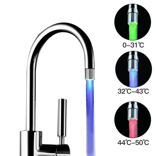 LED Kitchen Faucet Aerators 3-color Sink Faucet Power Shower Light Temperature control Kitchen Tap RGB faucet Shower Head