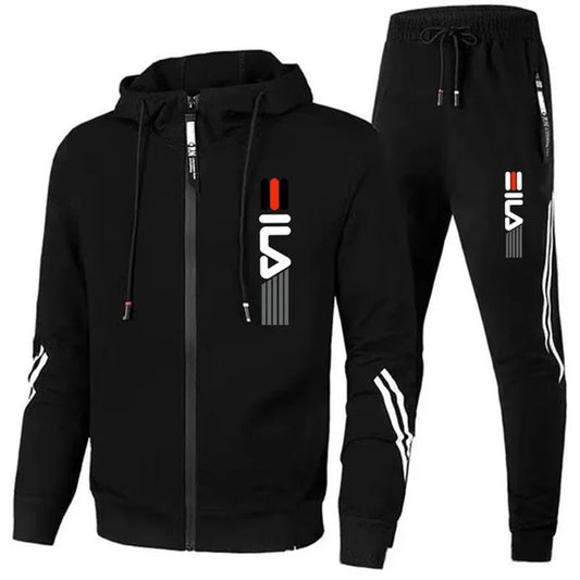 NEW Arrivals 2PCS Set M-3XL 6 Colors Men's Hooded Tracksuit, Zipper Jacket and Sweatshirt Set , Men's Workout Clothes, Hiking Running Gym Sports, Autumn Winter Men Male Fashion Apparel Supplies