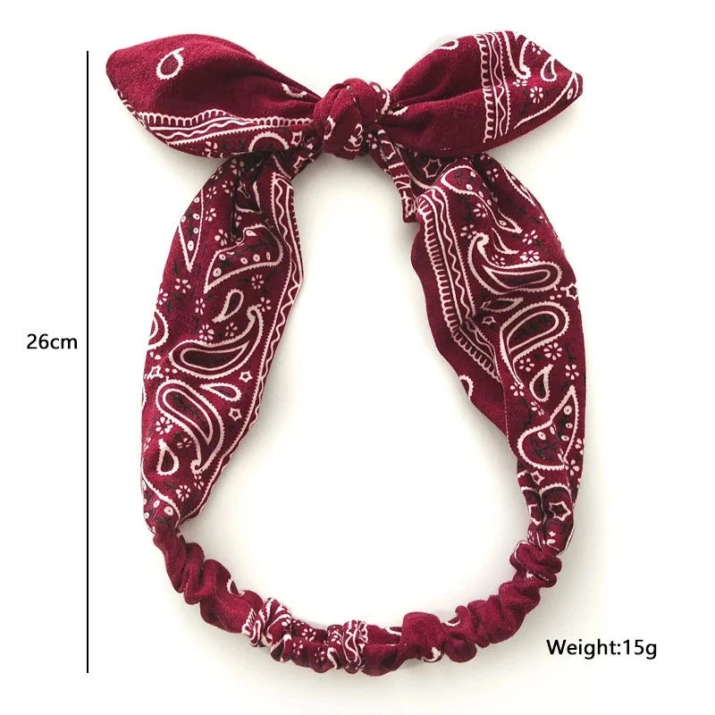 Vintage Cross Knot Elastic Hairbands Turban Bandanas Girls Hair Hands Hair Accessories Boho Women Soft Paisley Print Headbands