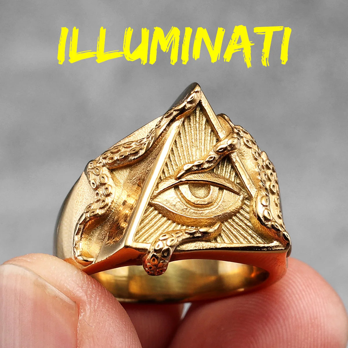 Rothchild's Illuminati Organization Freemason Octopus Eye Top Quality Titanium Steel Women's Men's Rings Punk Vintage for Boyfriend Jewelry Creativity Gifts Secret Society Products