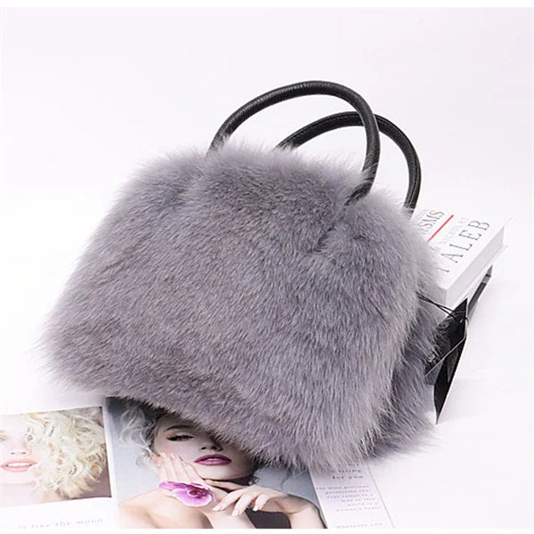 New Women's Clothing Designer Brand Luxury Real Fox Hair Large Capacity High-End Evening Party Business Dinner Handbag Charm Women's Fur Bag Purse Girls Ladies Luxury Fashion Apparel Accessories Clothing Supplies