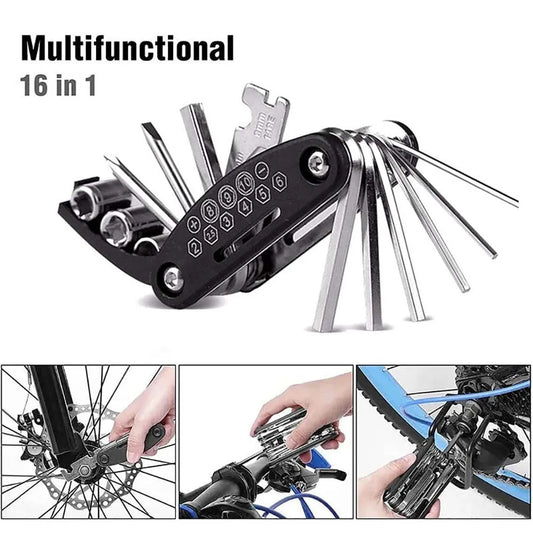 NEW Arrivals 16 in 1 Set Portable Bicycle Repair Tools Kit Hex Wrench Nut Tire Screwdriver Motorcycle Bicycle Repair Tools
