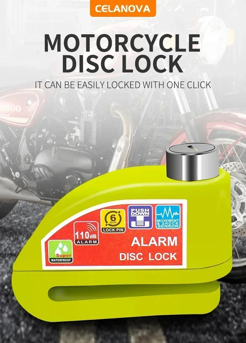 NEW Arrivals Disc Brake Alarm Lock, 5 Colors Full Set Anti-Theft and Theft Prevention, Bicycle Motorcycle Anti-Theft Alarm, Electric Scooter, Bicycle Lock, Brake Disc Lock