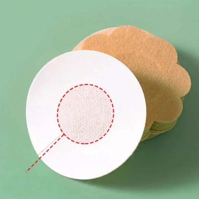 200 PCS Set Round/Flower Type Nipple Sticker Disposable Invisible Chest Sticker Non-Woven Bra Breast Patch Bra-Less Pasties Pad Nipple Cover Sticker Women's Underwear Accessory Sets