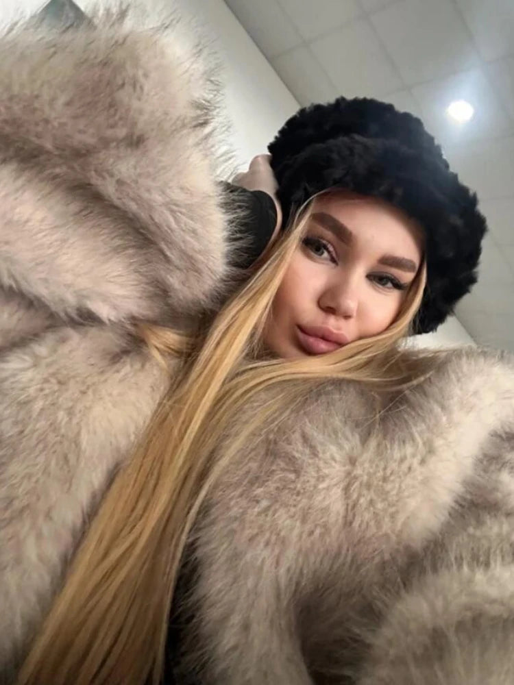 Low-Price Sales are Limited NEW Gray/Black S-2XL Iconic Street Fashion Week Luxury Brand Winter Warm Snow Outerwear Cropped Faux Fur Coat Women Evening Nightclub Coats Fluffy Short Fur Jacket Ladies Girls Luxury Fashion Cloth