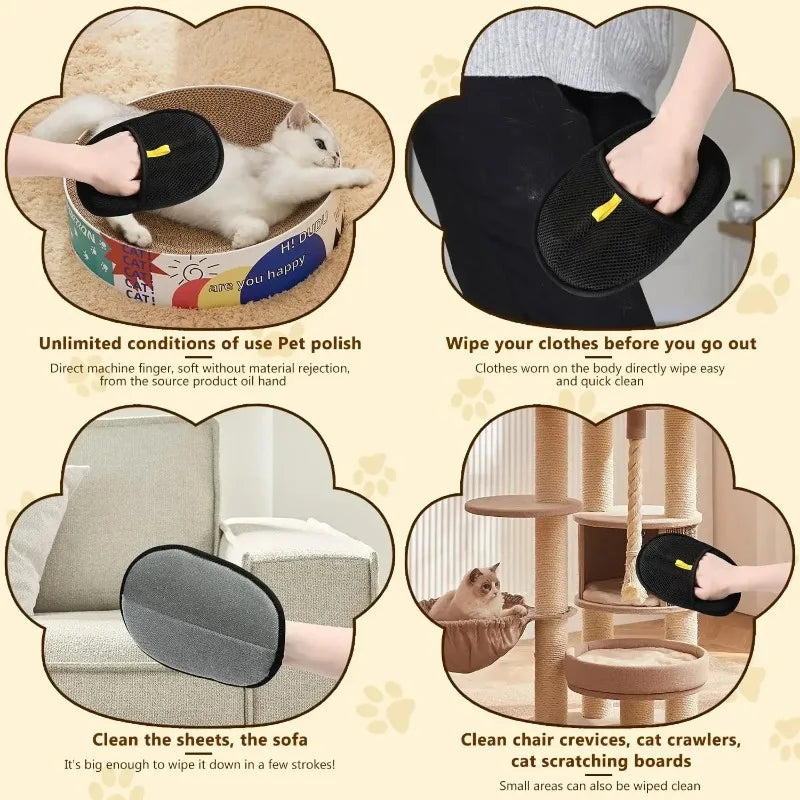 3 PCS Set Pet Hair Removal Mitts Cat Hair Remover Brush Sticking Device Home Hair Scraper Reusable Cat Grooming  Electrostatic Gloves Pets Grooming Sets Hair Care Accessories