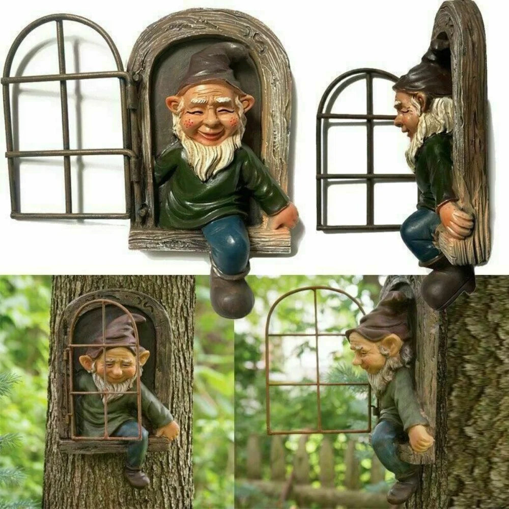Creative Garden Statue Elf Go Out Tree Hug Suitable for Home Courtyard Porch Decoration Garden Decoration Outdoor Decor