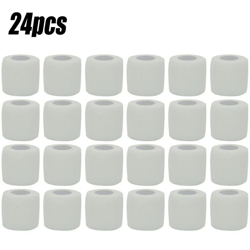 12/24 PCS Set White Sport Self Adhesive Elastic Bandage Wrap Tape Elastoplast For Knee Support Pads Finger Ankle Palm 2.5CM-15CM Workouts Running Cycling Gym Sports Accessories