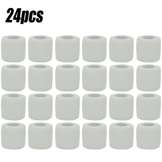 12/24 PCS Set White Sport Self Adhesive Elastic Bandage Wrap Tape Elastoplast For Knee Support Pads Finger Ankle Palm 2.5CM-15CM Workouts Running Cycling Gym Sports Accessories