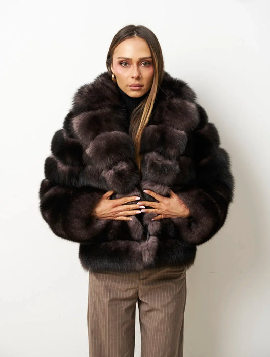 8 Colors S(45-55Kg)- 6XL(100Kg-110Kg) Plus Size Women's Real Fox Fur Coat Detachable Transform Jacket Removable Vest Thick Warm Solid Fur Ladies Luxury Fashion