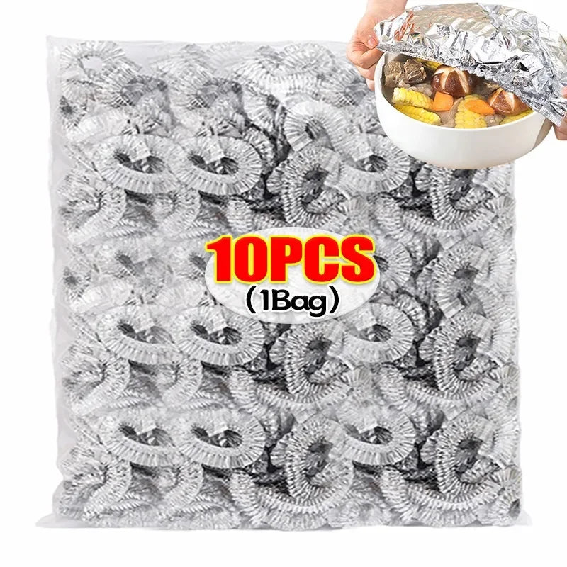 100/200 PCS Set Fresh-Keep Aluminum Foil Insulation Covers Disposable Food Cover Foil Film Saran Warp Fruit Storage Cover Kitchen Insulation Lid Outdoor Travel Camping Picnic Food Accessories