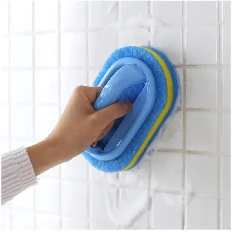 NEW 3PCS Set Sponge Cleaning Brush With Handle Bathtub Tile Scrub Brush Kitchen Bathroom Cleaning Sponge Brush Household Cleaning Supplies