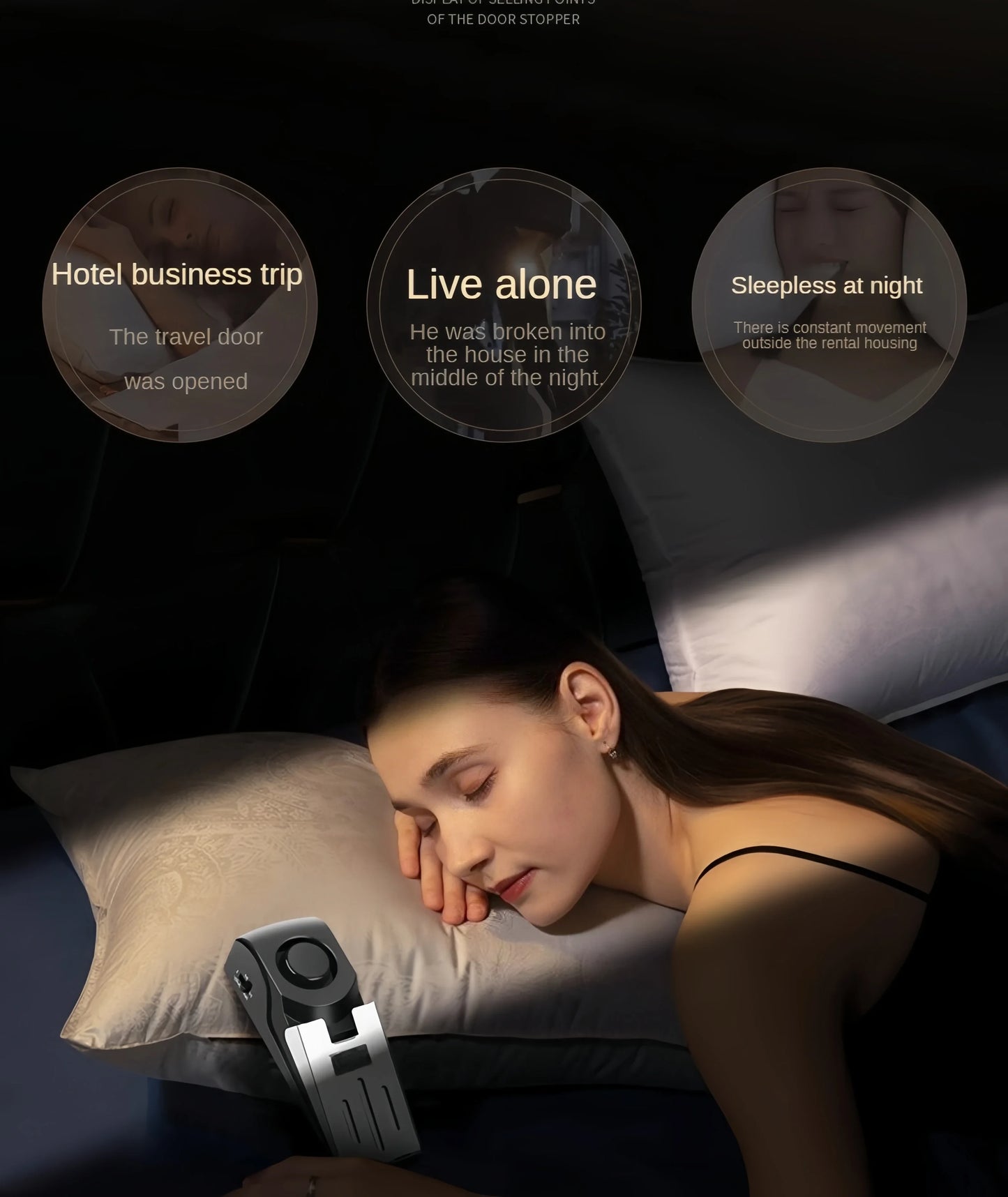 NEW 2-4 PCS Set Sound and Light Portable Anti-Theft Alarm Anti-Wolf Household Door Stopper Crack and Door Plug Hotel Office and B&B Home Alarm for Girls Women Living Alone Home Security Supplies