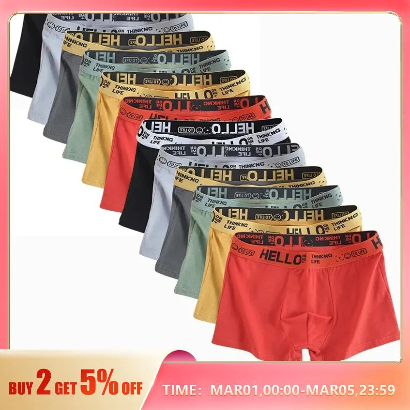 12 Pieces Plus Size Mens Underwear Men Cotton Underpants Male Pure Men Panties Shorts Breathable Boxer Shorts Comfortable Soft