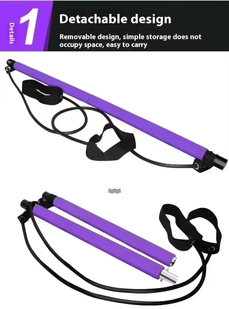 New Fitness Yoga Pilates Bar Stick Crossfit Resistance Bands Trainer Yoga Pull Rods Pull Rope Portable Home Gym Body Work Out Set