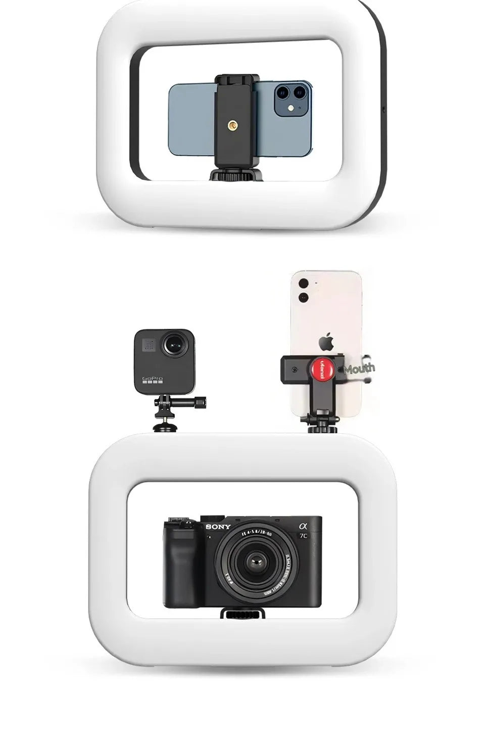 New Pink/Black Color + Tripod Handheld Ring LED Rechargeable Fill light Portable Mobile Phone Live Broadcast Photography Desktop Rabbit Cage Selfie Light