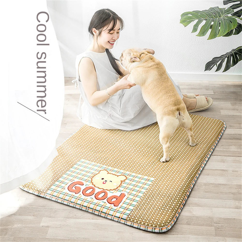 Pet Cooling Mat Summer Cooling Comfortable Moisture-proof Wear-resistan Pet Supplies Pet Mat Breathable Bamboo Fiber Anti-skid