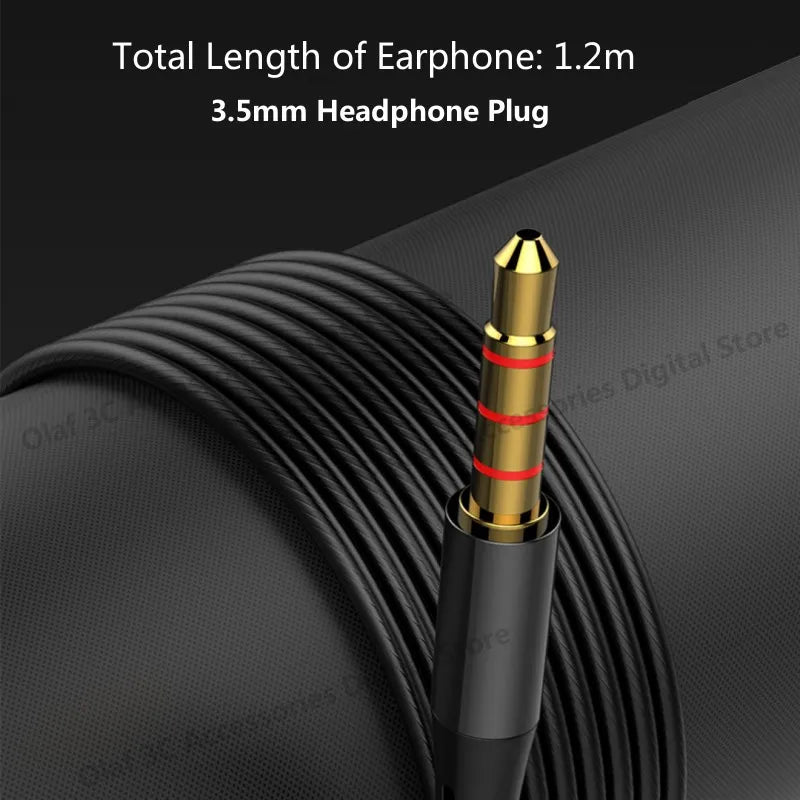 3.5mm Wired Headphones In Ear Headset Wired Earphones with Microphone Bass Stereo Earbuds Sports In-line Control For Phones