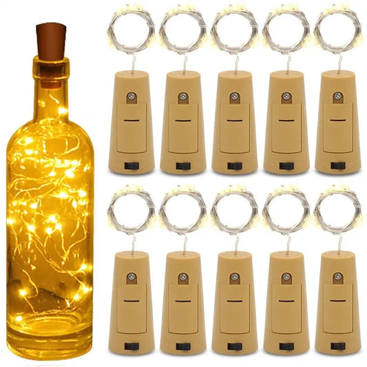 BAR LED Wine Bottle Cork 2M String Lights Christmas Decoration Led Lamp Bottle Fairy Lights Holiday Copper Wire Lights String