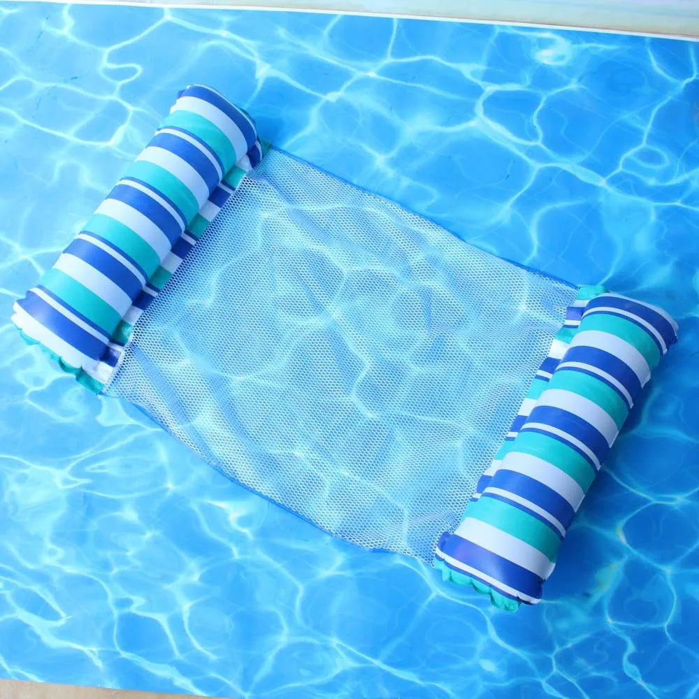 NEW Arrivals 2PCS Set 10 Colors/Styles Summer Pool Float Mat - Striped Inflatable Lounge Chair & Hammock for Adults Kids Water Sports Toys Home Swimming Pool Beach Inflatable Mattress