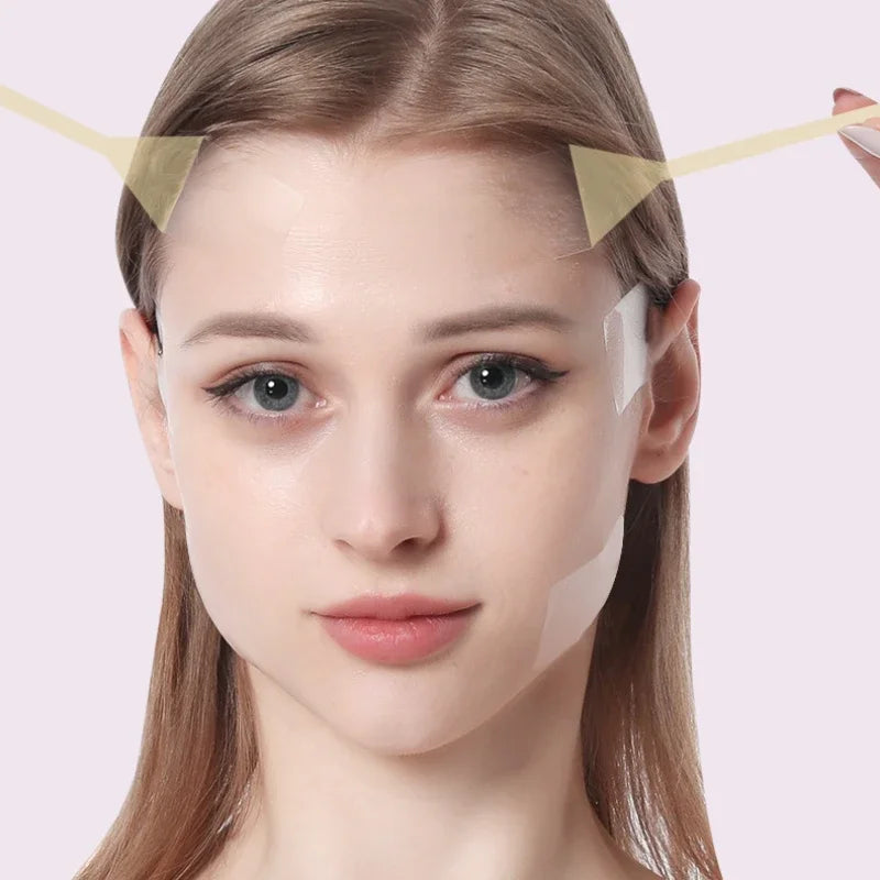 NEW 20PCS + 4 Ropes Set Black/Beige Color Face Stickers Neck Eye Lifter Sticker Wrinkles Removal Anti Aging Patch  Face Lift Tape Invisible Facial Slimming Tape Wrinkle Removal Sticker Women Beauty Salon Supplies