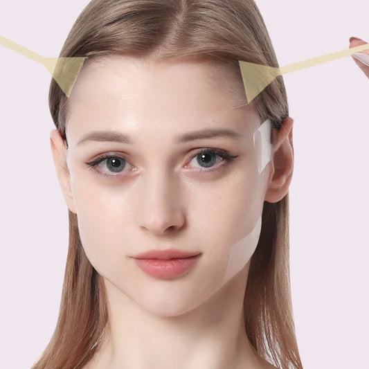 NEW 20PCS + 4 Ropes Set Black/Beige Color Face Stickers Neck Eye Lifter Sticker Wrinkles Removal Anti Aging Patch  Face Lift Tape Invisible Facial Slimming Tape Wrinkle Removal Sticker Women Beauty Salon Supplies