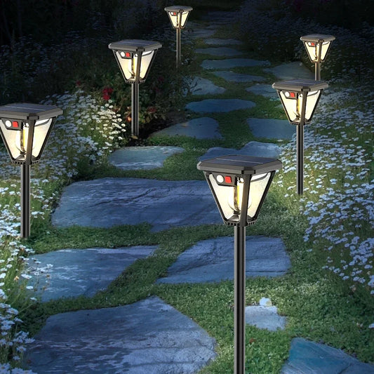 Just Arrived Motion Sensor LED Solar Pathway Light Outdoor Wall Lamp External Waterproof Bulb Retro Garden Lawn Decoration Solar Street Light Home Gardening Supplies