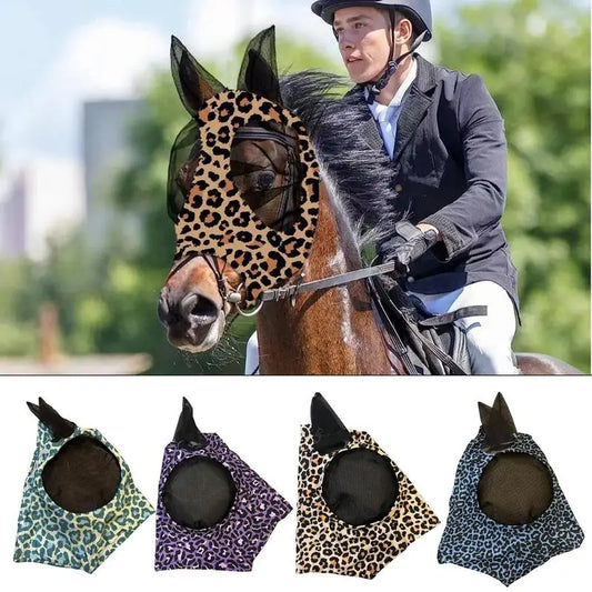 Horse Fly Face Cover Leopard Pattern Equestrian Supplies Comfortable Breathable Anti-Mosquitoes Cover Horse Care Product