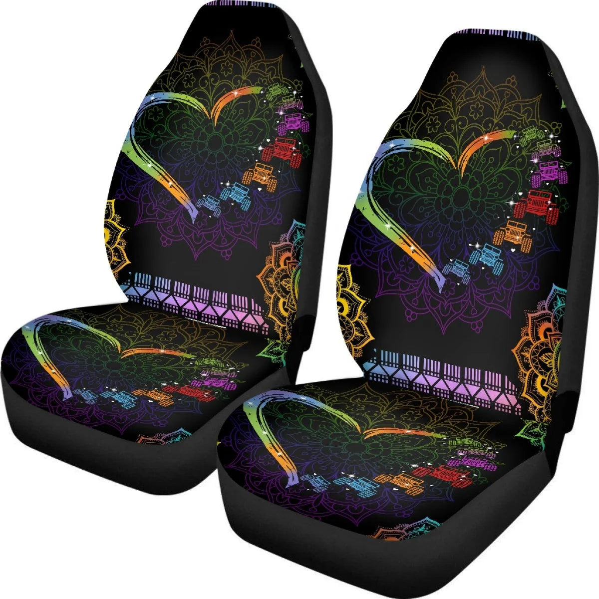 Car Seat Covers LGBT Pride Rainbow Flag Design Breathable Vehicle Seat Covers Print Easy to Install Interior Decor Front Seats