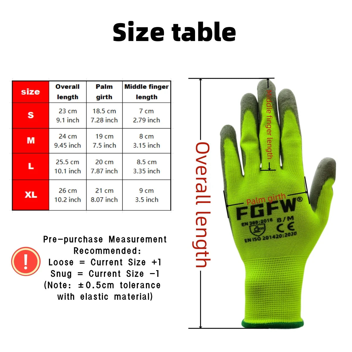NEW 10 Pairs PU Leather Coated Work Gloves - Lightweight, Durable Safety Gloves EN 388/ISO20471 Certified, Sizes S/M/L/XL