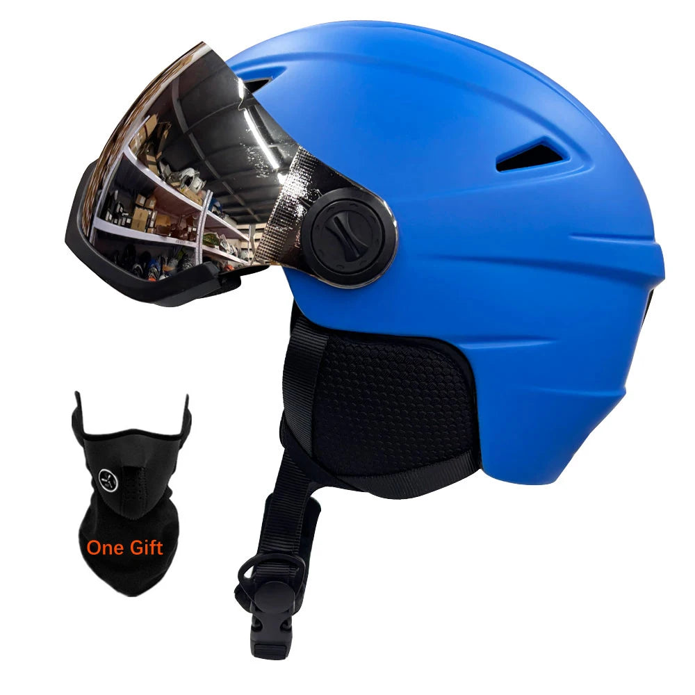Professional Skiing Helmet with Goggles Integrally-Molded PC+EPS High-Quality Ski Helmet Outdoor Adult Sport Ski Snowboard Skateboard Helmets Winter Sport Accessories