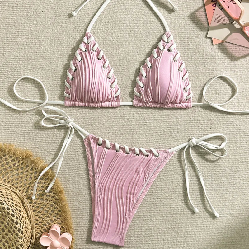 NEW 4 Colors UK Size Sexy Brazilian Bikinis Women's Swimwear Female Swimsuit For Swimming Wear Bathing Suits Brazilian Bikini Set Beachwear Water Pool Ladies Sexy Swimwear