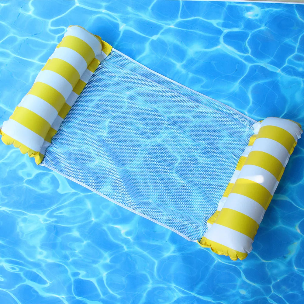 NEW Arrivals 2PCS Set 10 Colors/Styles Summer Pool Float Mat - Striped Inflatable Lounge Chair & Hammock for Adults Kids Water Sports Toys Home Swimming Pool Beach Inflatable Mattress