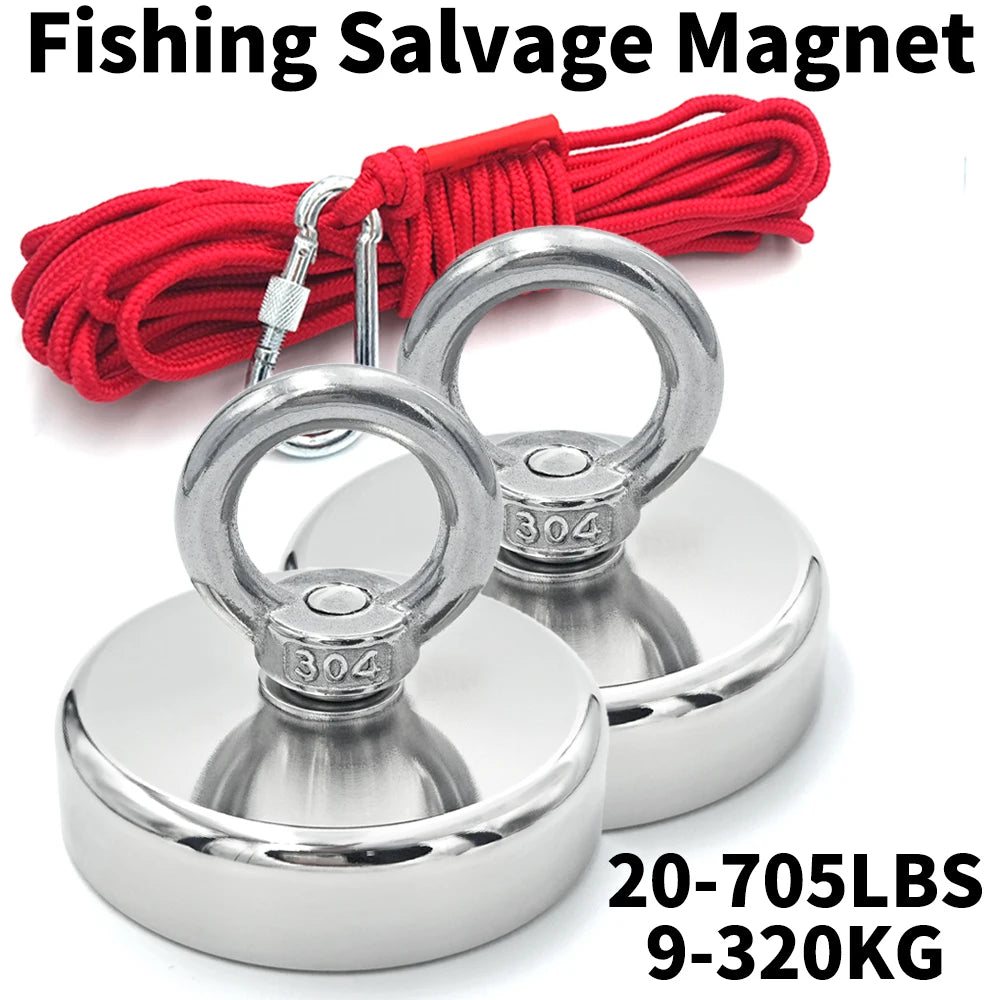 Super Strong Neodymium Fishing Magnet Hooks N52 Heavy Duty Magnet with Countersunk Hole Eyebolt 16-90mm Salvage Searcher Magnets for Lake River Boat Fishing Accessory Sets