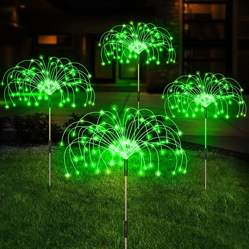 Christmas LED Solar Firework Lamp Outdoor Garden Decor Pathway Fairy Lights Waterproof Garden Courtyard Balcony Patio Lawn Solar Light Set New Year Eve Decoration Accessories Supplies