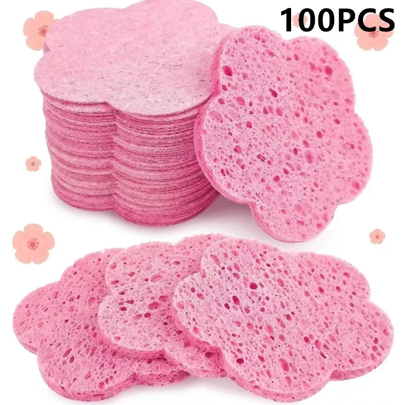 NEW Arrivals 50/100 PCS Set Reusable Facial Sponges Pad Heart Shape Compressed Facial Natural Facial Cleansing Pads Exfoliating For Cleansing ﻿Women Cosmetic Accessories