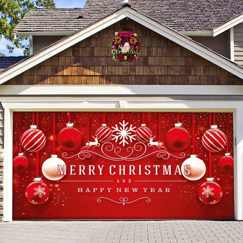 Large Size Christmas Background Cloth Outdoor Garage Door Sticker Tapestry Cloth Festive Party Decoration With Hanging Cloth