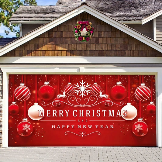 Large Size Christmas Background Cloth Outdoor Garage Door Sticker Tapestry Cloth Festive Party Decoration With Hanging Cloth
