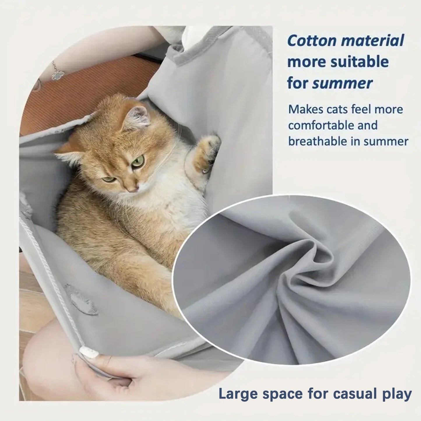 Summer Cat Grooming Apron Pet Care Garment Cotton Breathable Pet Carrier Pouch With Integrated Holding Pouch-4 Holding Holes