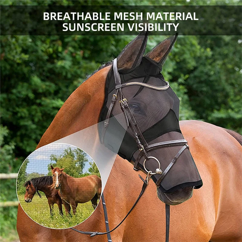 For Horses Fly Mask, For Horse Fly, Super Comfortable UV Protection, Adjustable Fit, Breathable Design With Ears