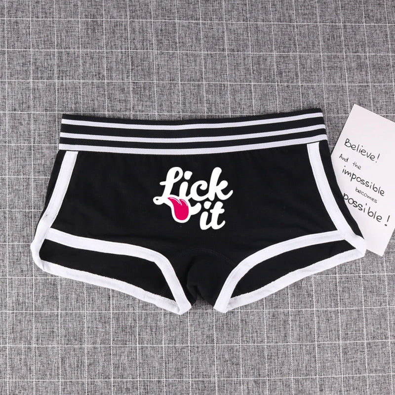 NEW Arrivals *Lick It* Tongue Cotton Underwear for Women New Girls Boxer Shorts Female Boyshorts Panties Breathable Women's Intimates Summer Beach Bar Girls Streetwear Shorts