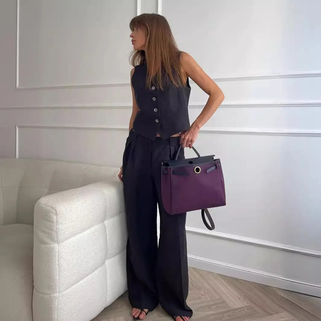 Just Arrived 2 PCS Set 4 Colors UK Size  Women Linen Cotton Chic Vest ＆ Pants Suit  Office Ladies Summer Chic  Women's Outfits